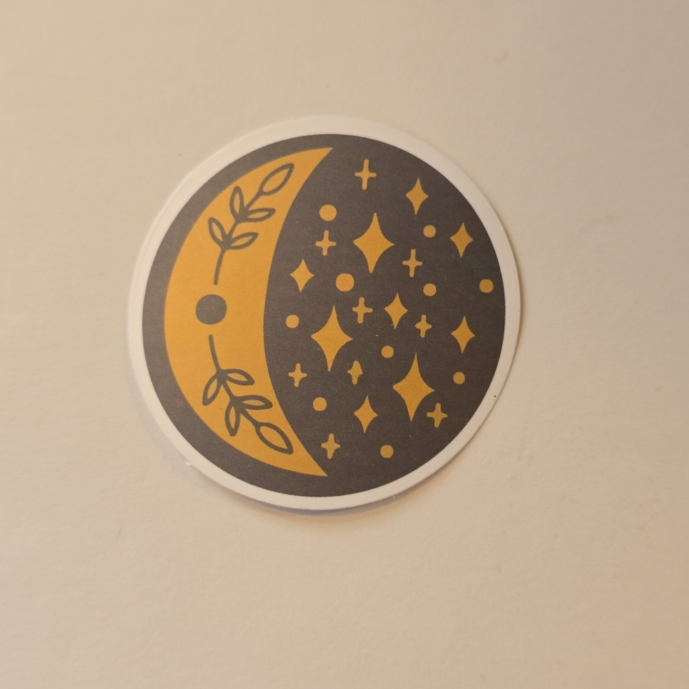 10/$10 Gold and Black Moon Design Sticker